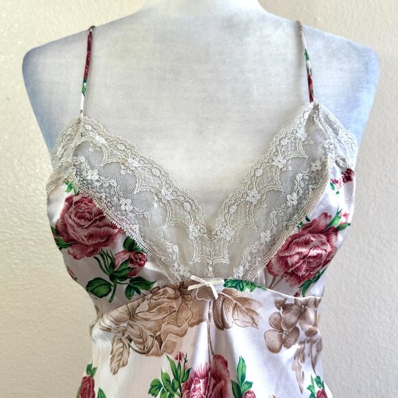 Circa 2000s Vtg Beige Floral Night gown Matching Robe Set Women's L - Picture 3 of 8